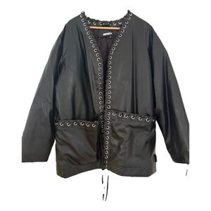 Oversized Black vegan Leather Jacket